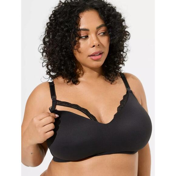 NWT TORRID Women's 44DD Black Dream Wire-Free Nursing 360° Back Smoothing Bra - Picture 1 of 10